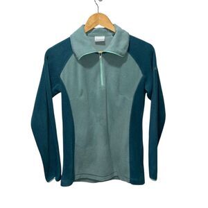 Columbia Women's Teal 1/4 Zip Long Sleeve Sweater Size Small Fleece High Neck